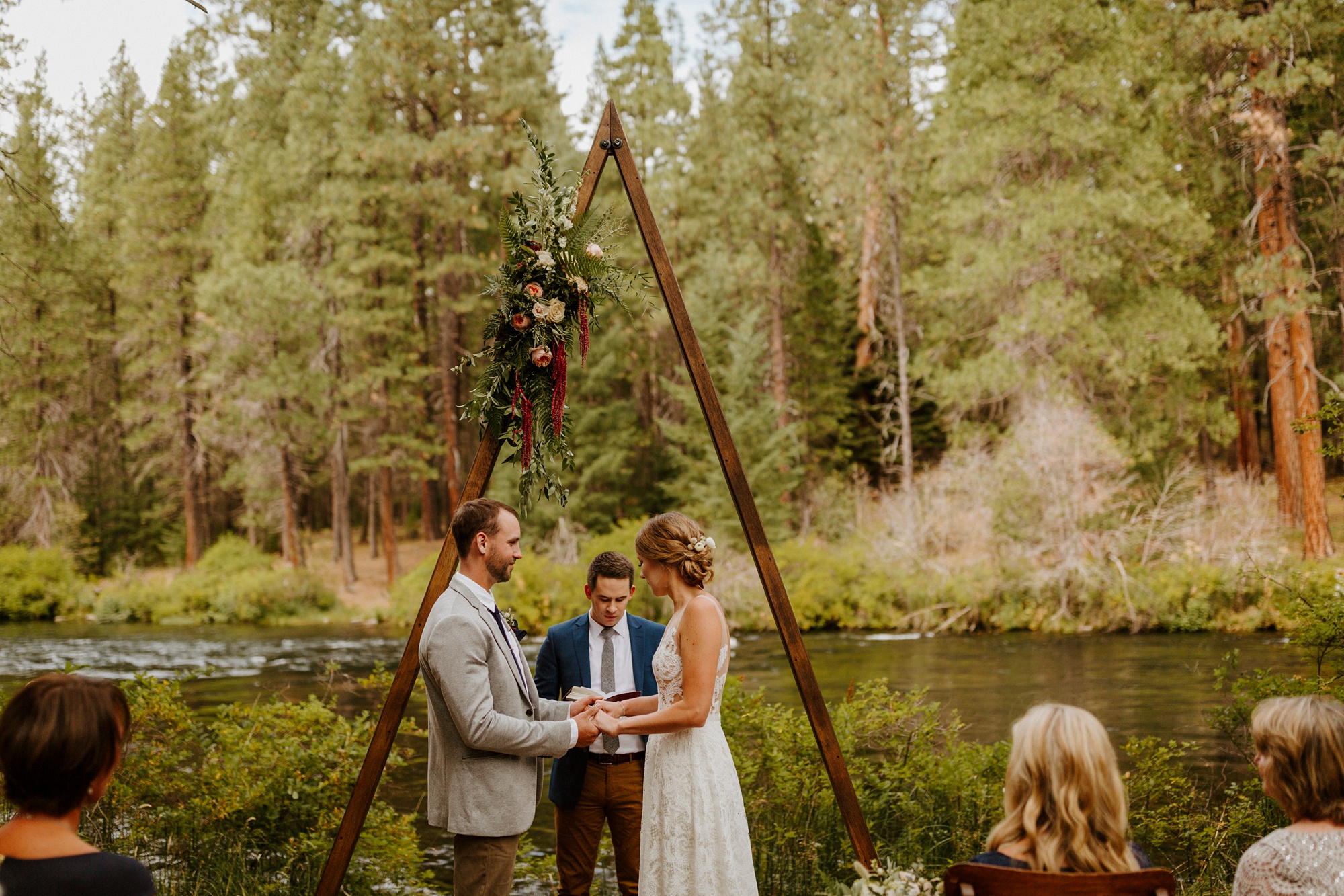 campground wedding central oregon bend outdoor adventure summer golden retriever dog