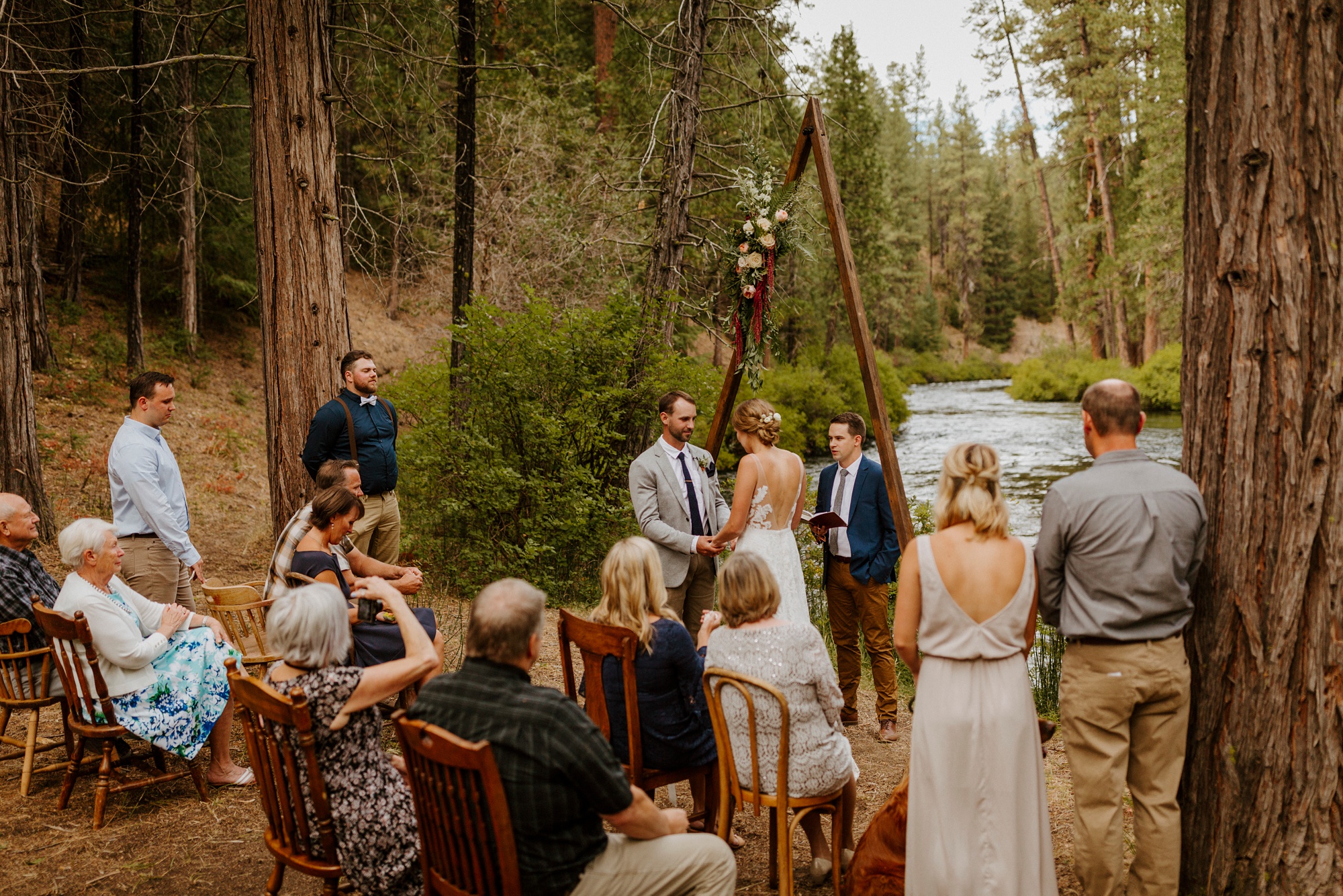 campground wedding central oregon bend outdoor adventure summer golden retriever dog