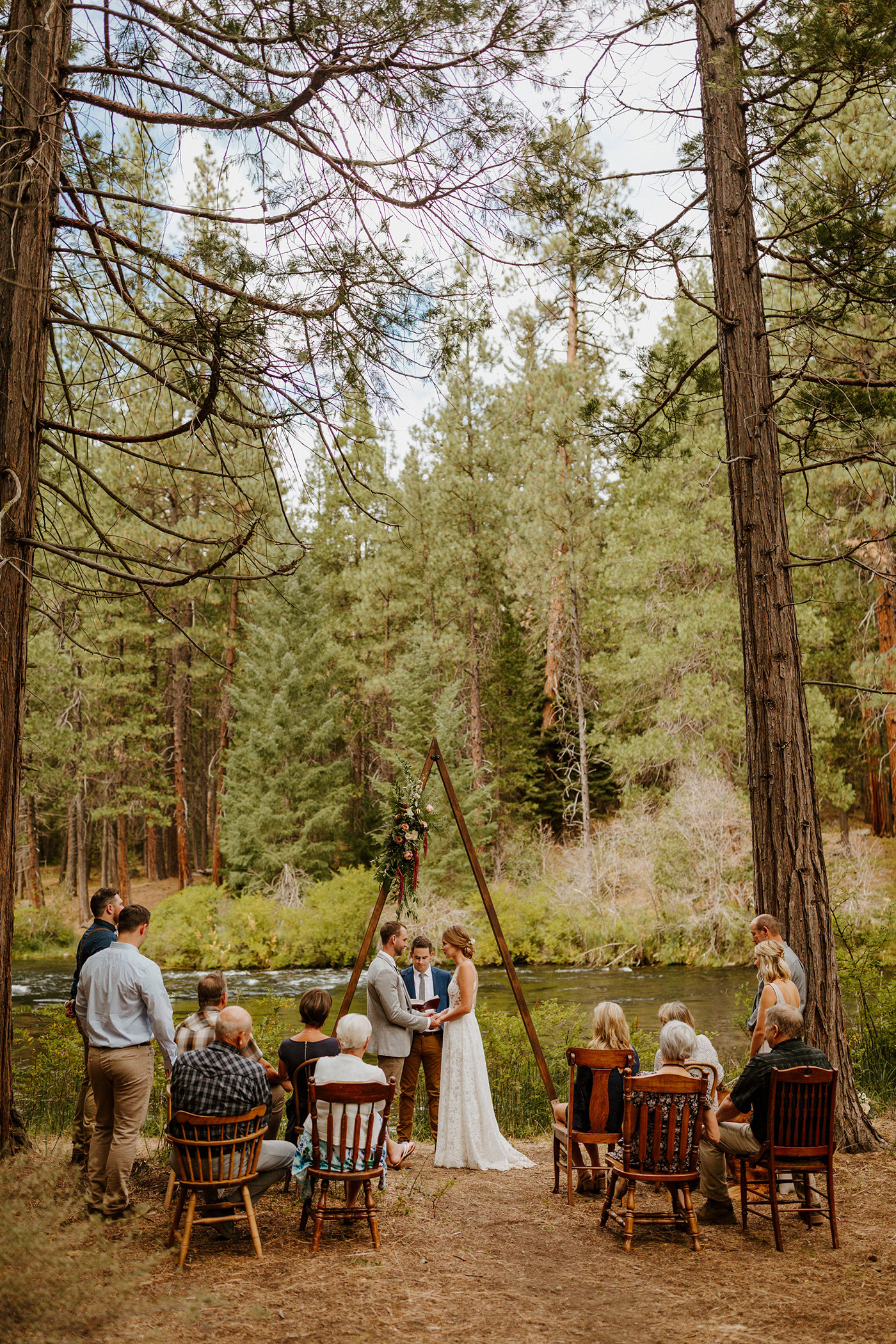 campground wedding central oregon bend outdoor adventure summer golden retriever dog