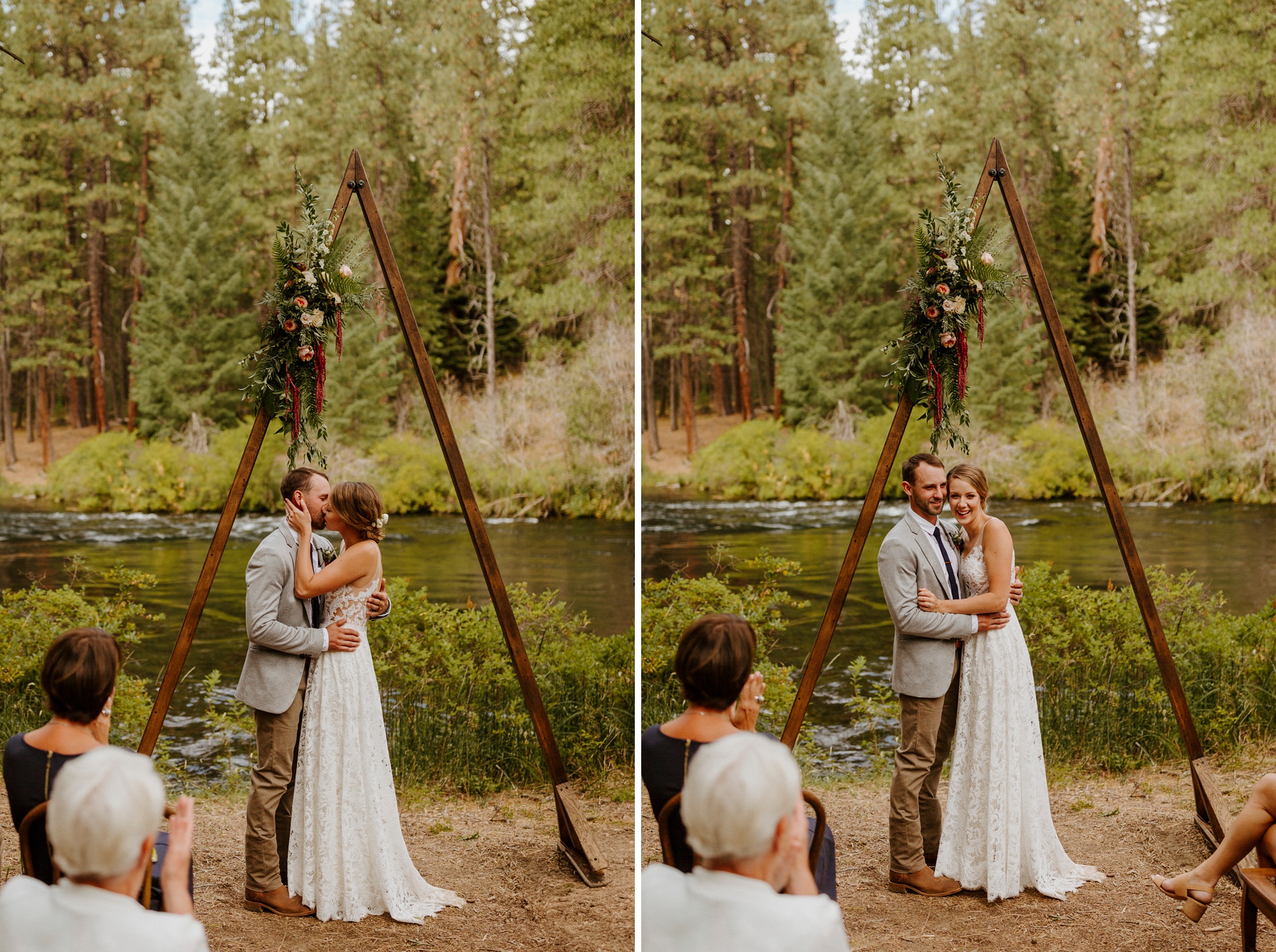 campground wedding central oregon bend outdoor adventure summer golden retriever dog