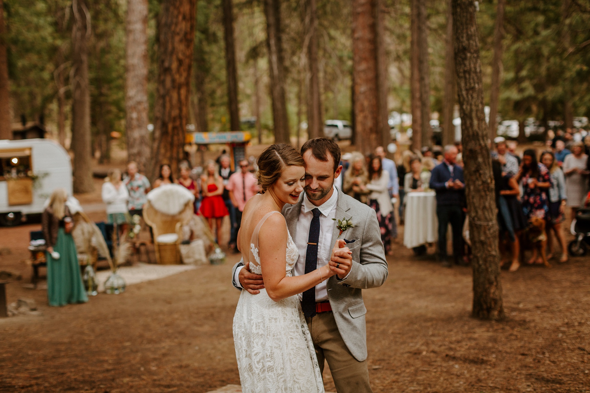 campground wedding central oregon bend outdoor adventure summer golden retriever dog