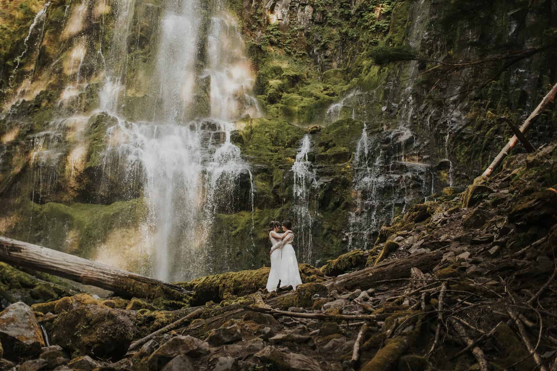 same sex oregon waterfall elopement victoria carlson photography