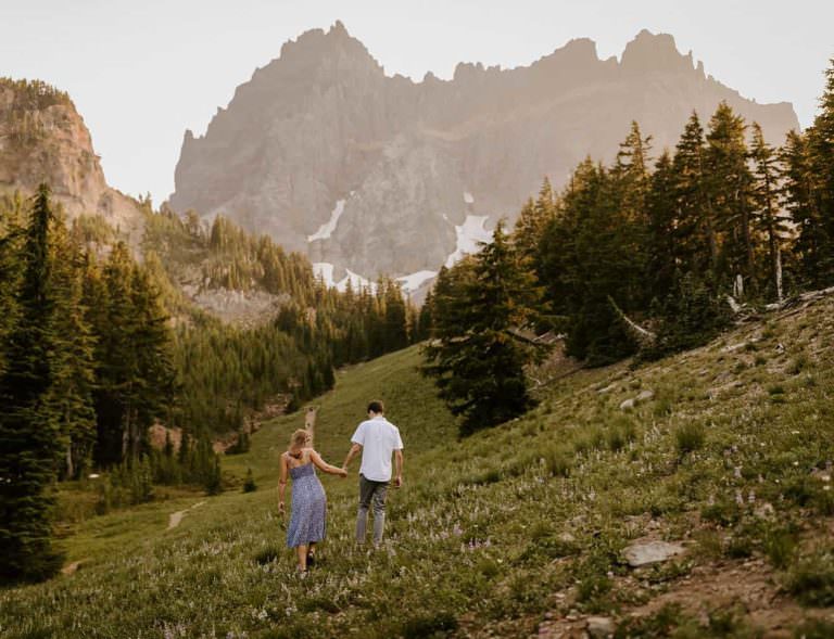 Oregon Meadow Wildflower Mountain Engagement Shoot