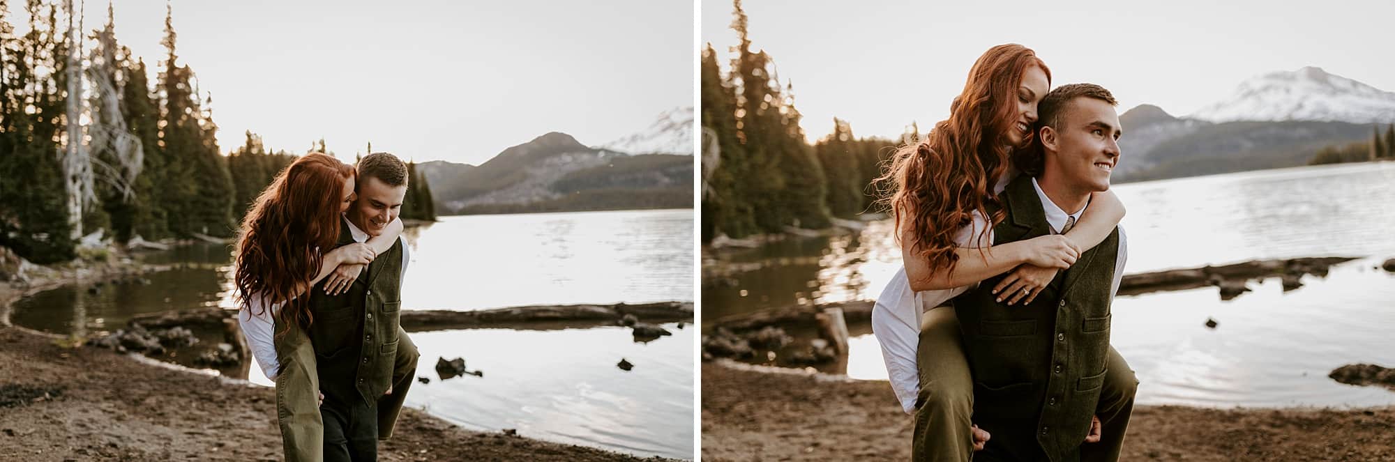 engagement session sparks lake oregon mountain lake couple photos