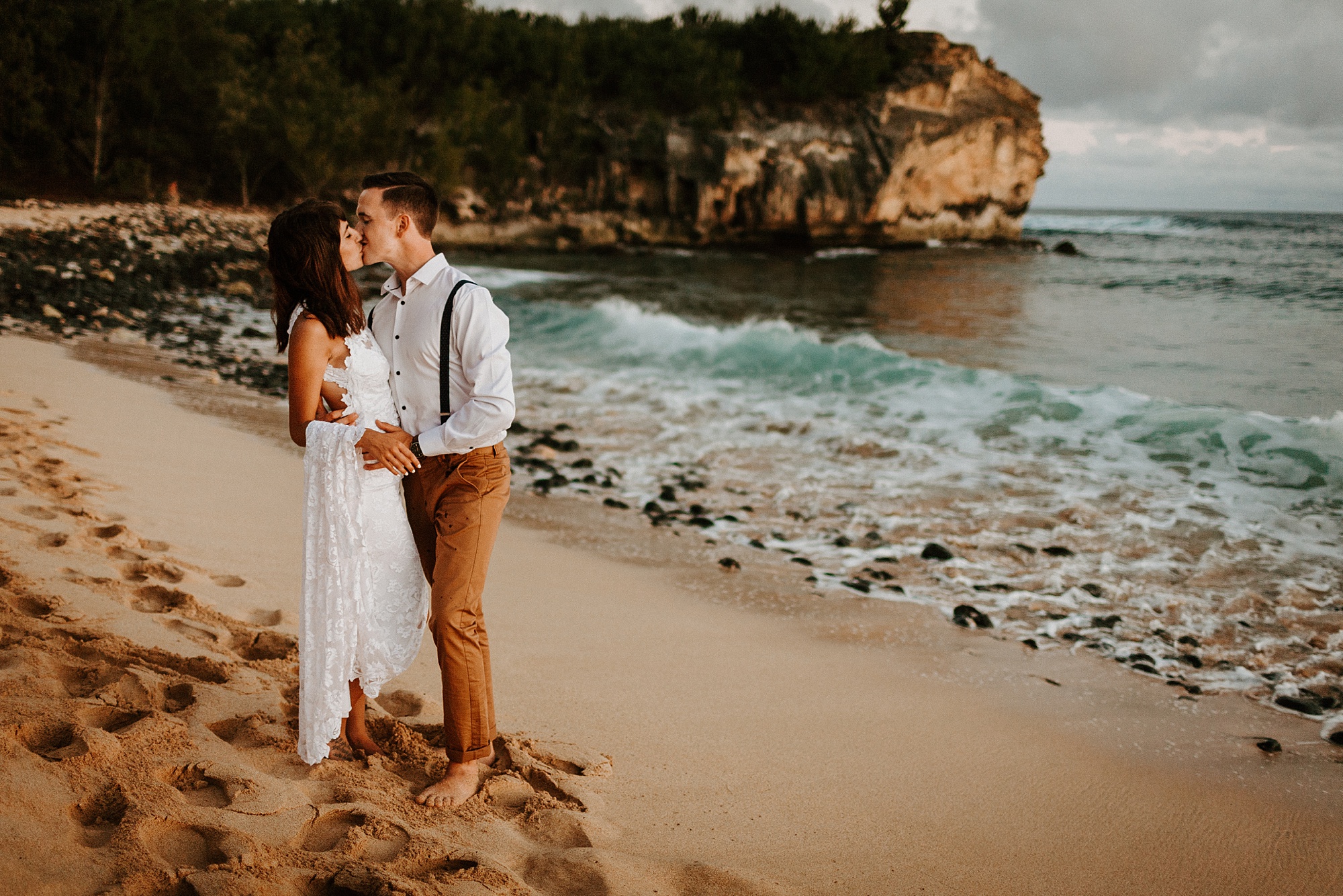 Shipwreck Beach Kauai Hawaii Elopement Intimate Wedding