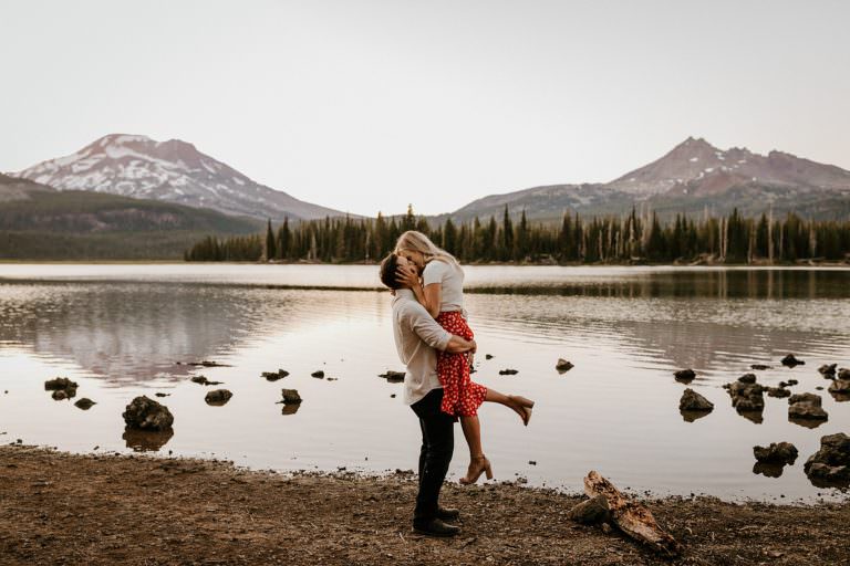 Cascade Lakes Engagement Photos With Their Dog