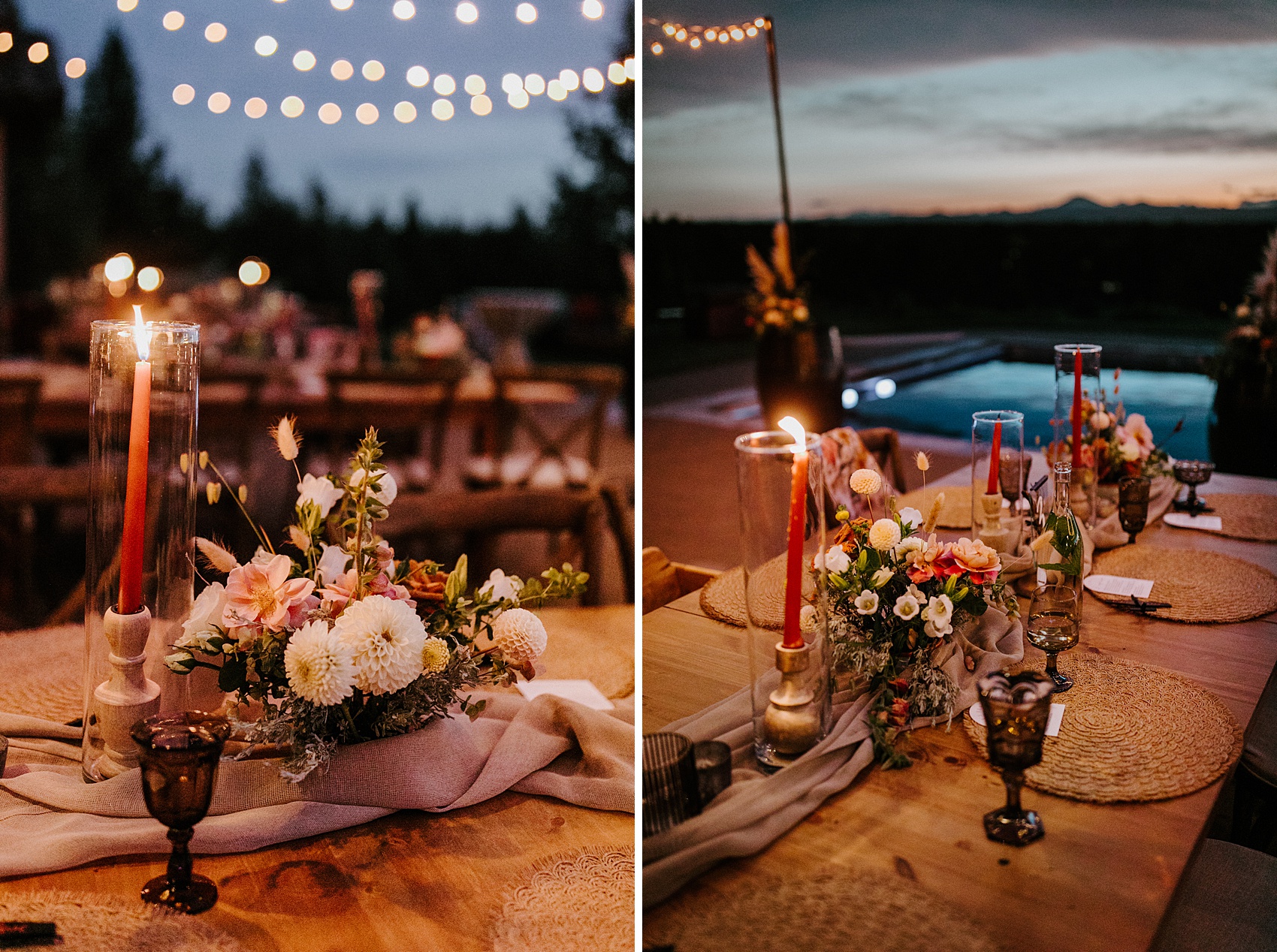 bend oregon neutral color high desert wedding reception details ae creative sunset victoria carlson