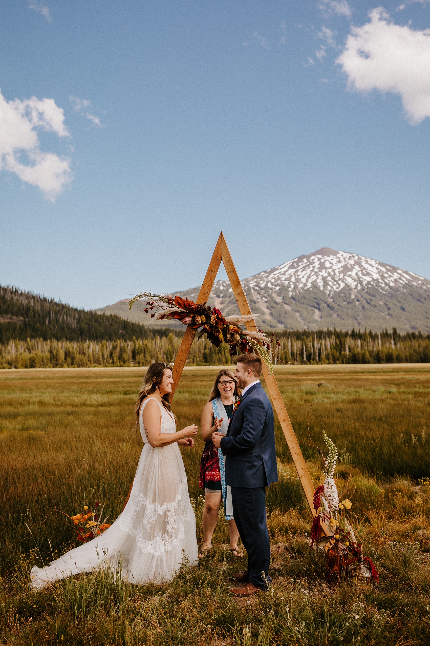 mountain meadow elopement bend oregon sparks lake cascade lakes highway victoria carlson ceremony mount bachelor