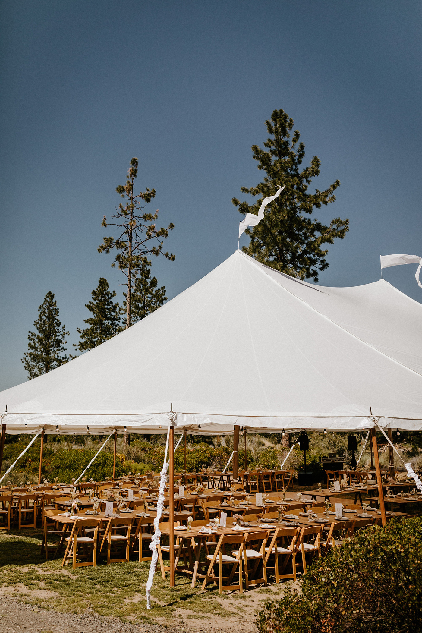 tuscan bend backyard wedding high desert central oregon summer white circus tent