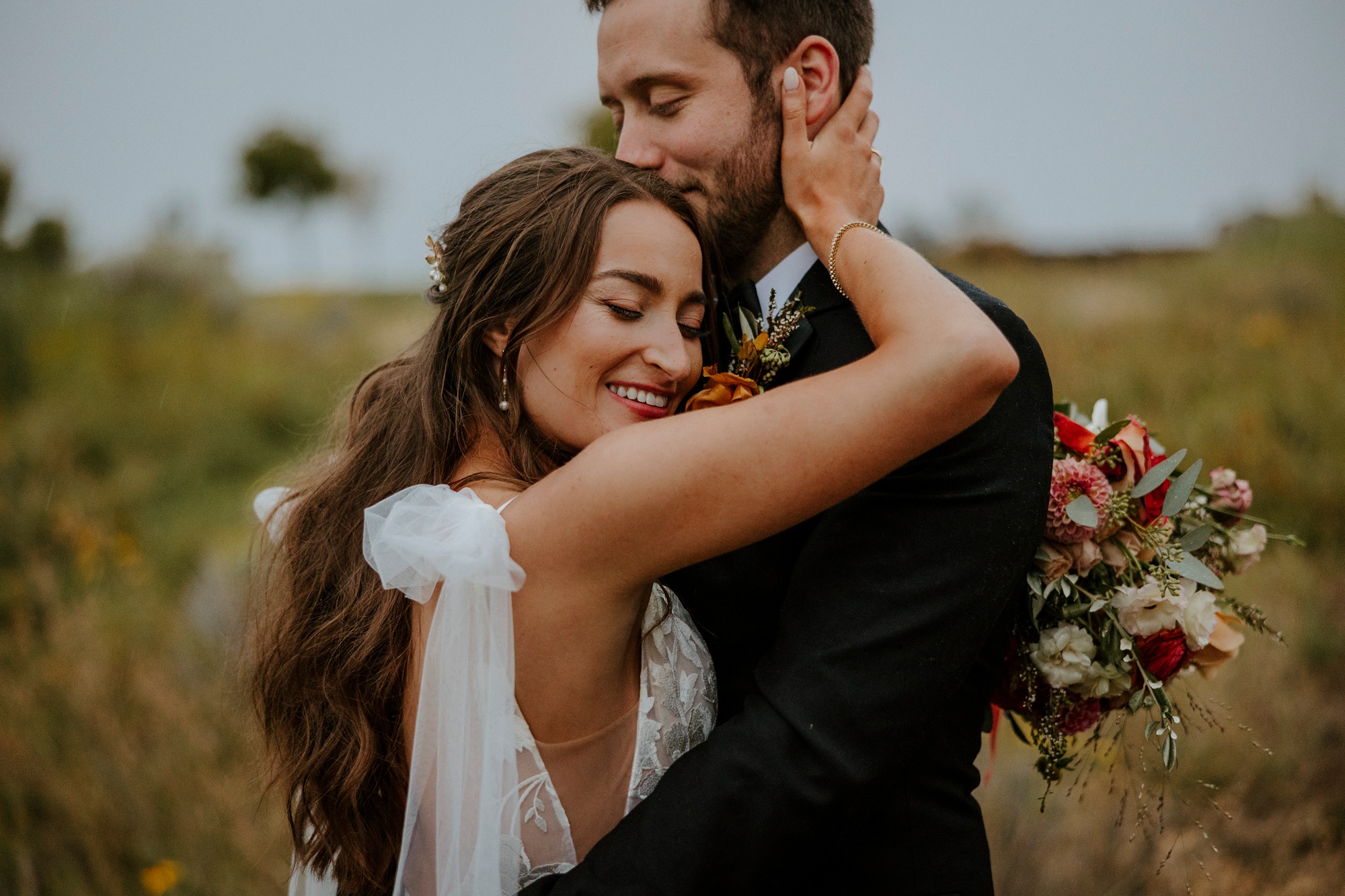 fall ranch at the canyons wedding bend central oregon rainy desert romantic portraits