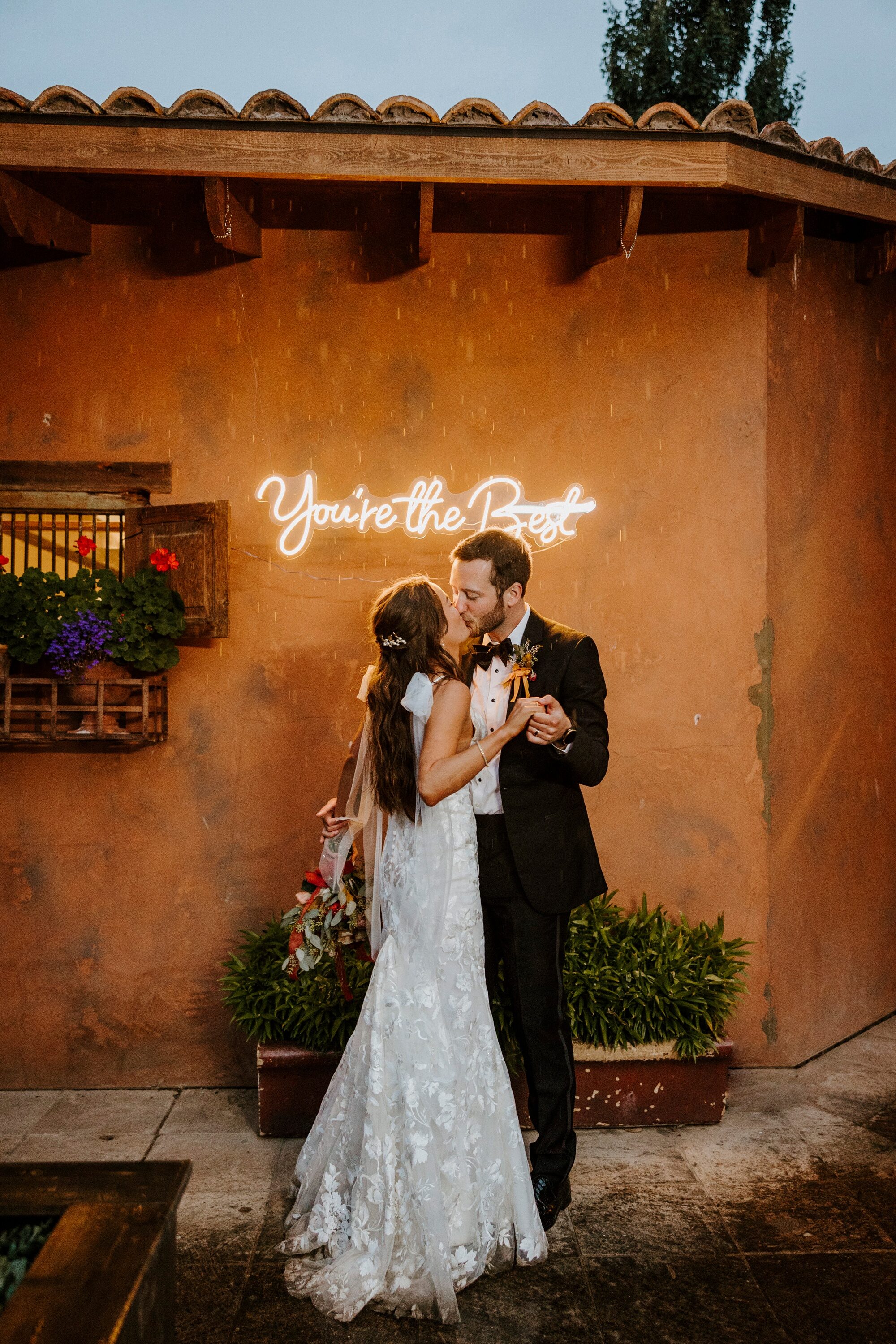 fall ranch at the canyons wedding bend central oregon rainy desert neon sign