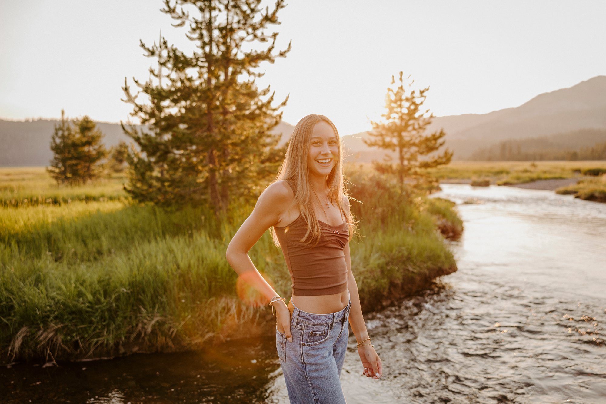 cascade lakes, senior photos, bend oregon, high school, graduation, central oregon, senior photographer, creek, summer