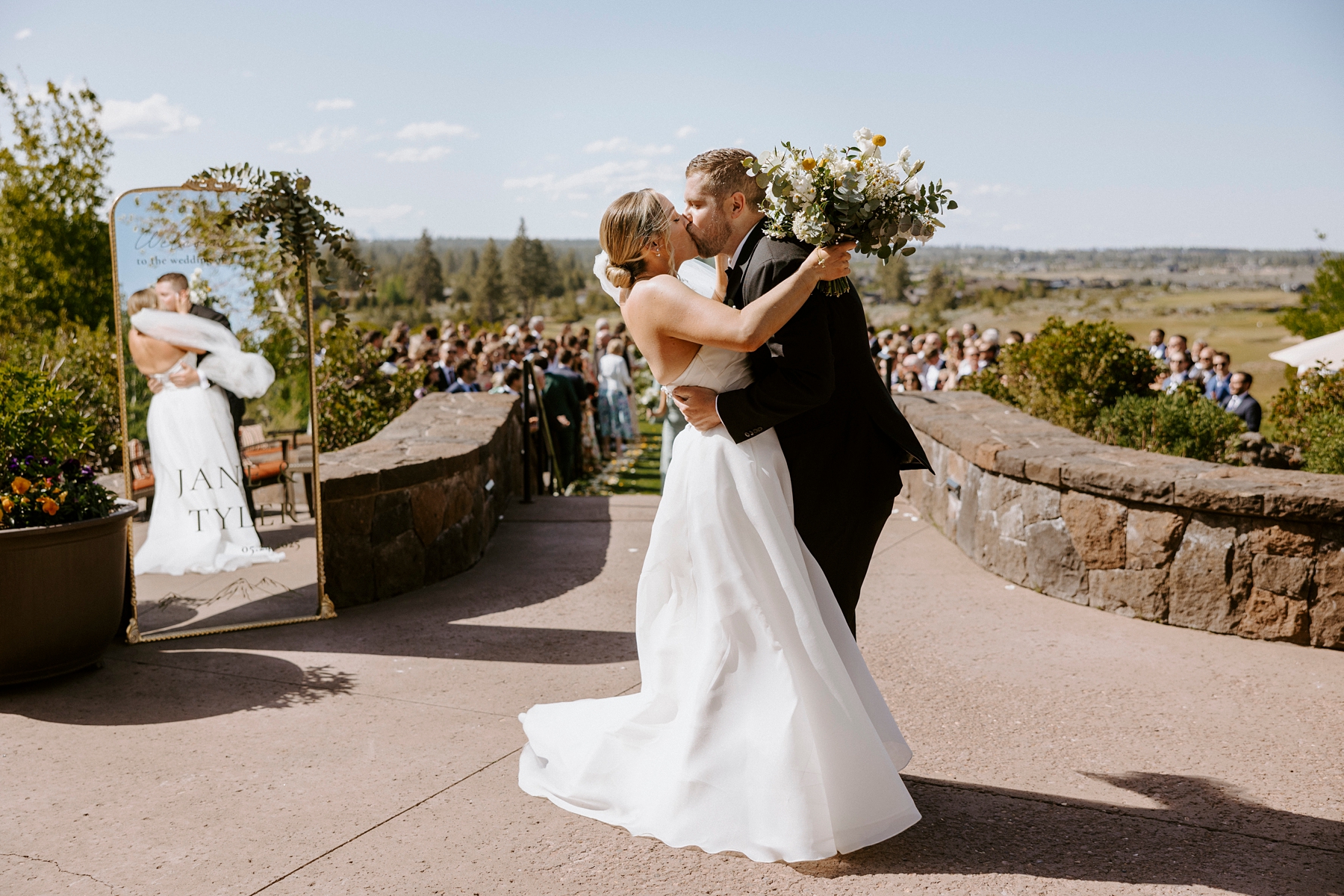 Tetherow Resort Bend Oregon Spring May Wedding Golf Course Yellow Flowers Bright Sunny Victoria Carlson Actually Ashley