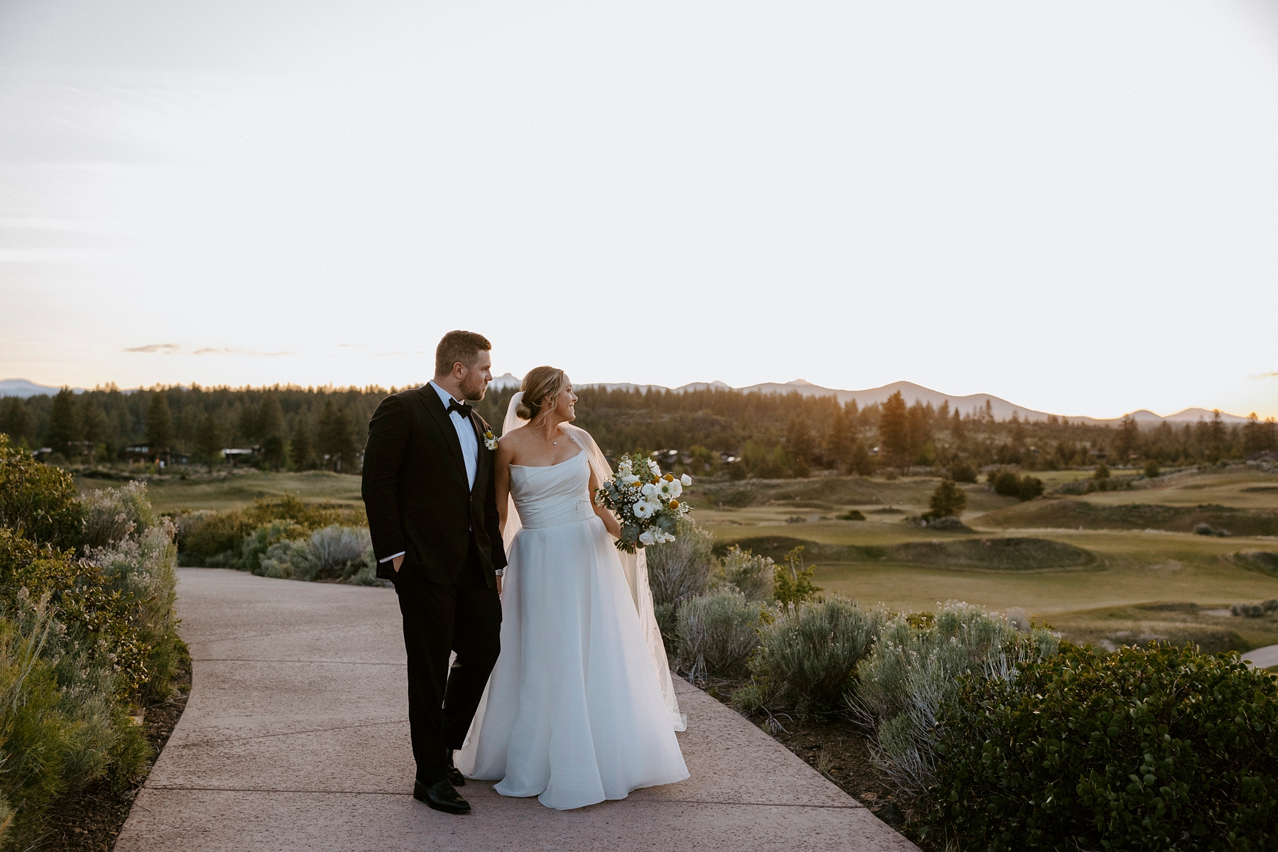 Tetherow Resort Bend Oregon Spring May Wedding Golf Course Yellow Flowers Bright Sunny Victoria Carlson Actually Ashley
