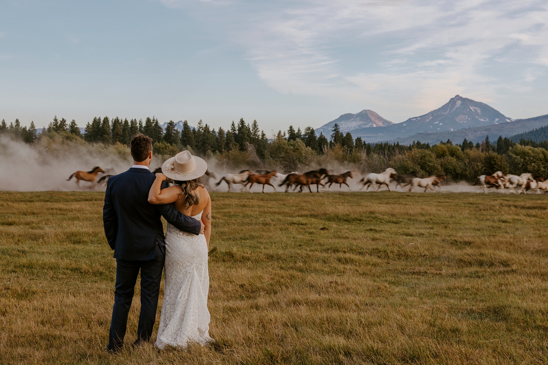 horse stampede, black butte ranch, stables, wedding, bride, groom, victoria carlson, wedding photographer